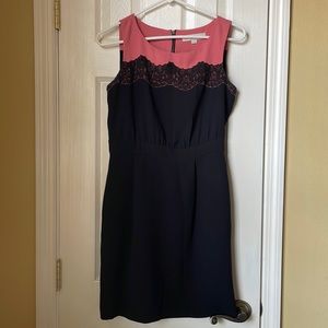Loft Black Dress with Lace Detail